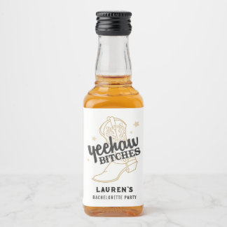 Country Western vrijgezellenfeestje mini fles guns Likeurfles Etiket