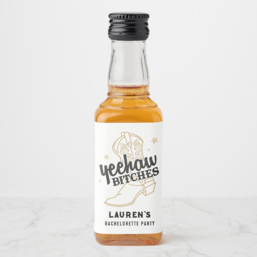 Country Western vrijgezellenfeestje mini fles guns Likeurfles Etiket (Voorkant)