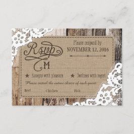 Country Western Wooden Kantlijn Rustieke Reactieka RSVP Kaartje