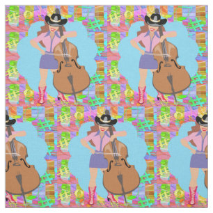 Country Western Zingend Cowgirl Bass gitaar viool Stof