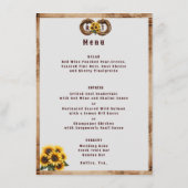 Country Western Zonnebloemen Whiskey Vat Menu (Achterkant)