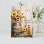 Country Western Zonnebloemen Whisky Vat RSVP Kaartje (Staand voorkant)