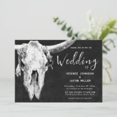 Country Western Zwart-Wit Rodeo Stierenschedel Kaart (Staand voorkant)