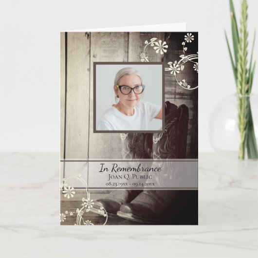 Country Westerne Cowboy Boots begrafenisdienst Programma (Voorkant)