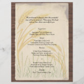 Country Wheat Grass op Parchment Wedding Menu (Voorkant)