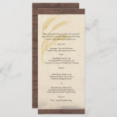 Country Wheat Grass op Parchment Wedding Menu (Voorkant / Achterkant)