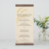 Country Wheat Grass op Parchment Wedding Menu (Staand voorkant)