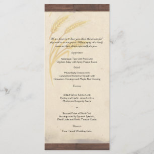 Country Wheat Grass op Parchment Wedding Menu