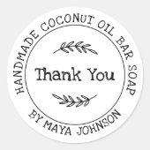 Country White Handmade Bedankt Ronde Sticker (Voorkant)