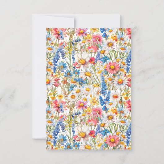 Country Wildflower Bruiloft Kleurrijk Bloemen Lijs RSVP Kaartje (Achterkant)