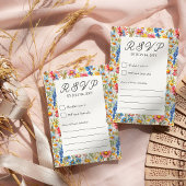 Country Wildflower Bruiloft Kleurrijk Bloemen Lijs RSVP Kaartje