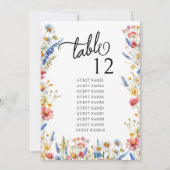 Country Wildflower Bruiloft Tafel Zitgrafiek (Achterkant)