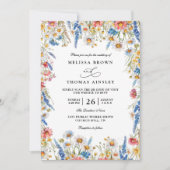 Country Wildflower Rustic Modern QR Code Wedding Kaart (Voorkant)