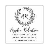 Country Wildflowers & Bee Monogram Rustiek Adres Rubberstempel (Afrduk)