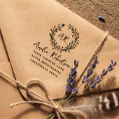 Country Wildflowers & Bee Monogram Rustiek Adres Rubberstempel