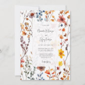 Country Wildflowers Wedding Invitation Kaart (Voorkant)