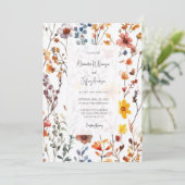 Country Wildflowers Wedding Invitation Kaart (Staand voorkant)