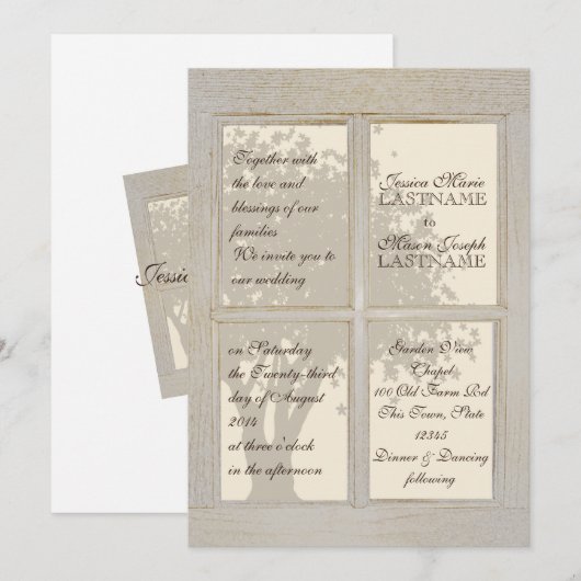 Country Window Pane Wedding Kaart (Voorkant / Achterkant)