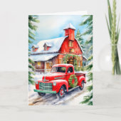 Country Winter Farmhouse Merry Christmas Feestdagen Kaart (Voorkant)