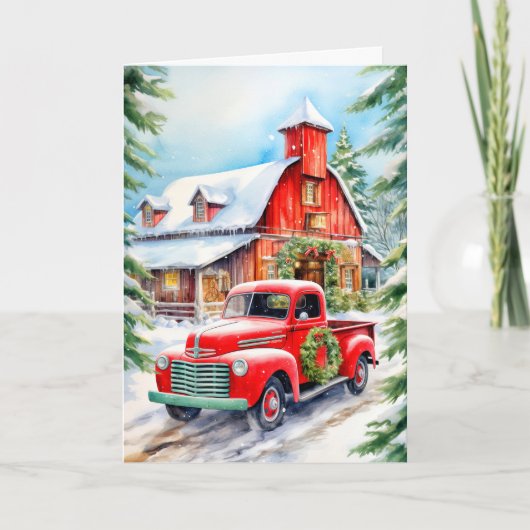 Country Winter Farmhouse Merry Christmas Feestdagen Kaart (Voorkant)