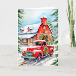 Country Winter Farmhouse Merry Christmas Feestdagen Kaart