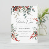 Country Winter Holly Save The Date (Staand voorkant)