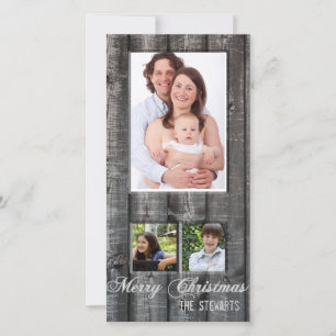 Country Wood 3-fotokerstkaart Feestdagenkaart