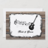 Country Wood Electric Guitar Music Wedding Invite Kaart (Achterkant)