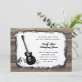 Country Wood Electric Guitar Music Wedding Invite Kaart (Staand voorkant)