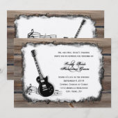 Country Wood Electric Guitar Music Wedding Invite Kaart (Voorkant / Achterkant)