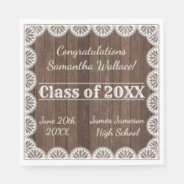 Country Wood & Lace Graduation Party Paper Napkins Servet