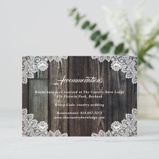 Country Wood Lace Wedding Hotel Accommodatie Kaart (Staand voorkant)