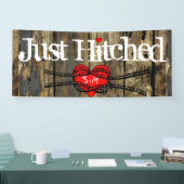 Country Wood Lights Net Hitched Heart Knot Banner (Beurs)