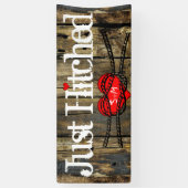 Country Wood Lights Net Hitched Heart Knot Banner (Verticaal)