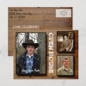 Country Wood Open House Uitnodiging Briefkaart (Voorkant / Achterkant)