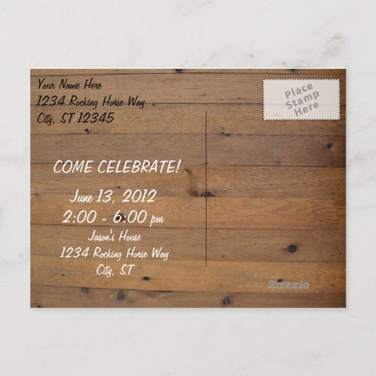 Country Wood Open House Uitnodiging Briefkaart (Achterkant)