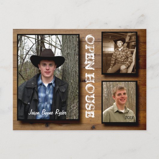 Country Wood Open House Uitnodiging Briefkaart (Voorkant)