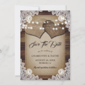 Country Wood String Lights Burlap Lace Wedding Save The Date (Voorkant)