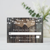 Country Wood String Lights Wedding RSVP Kaartje (Staand voorkant)