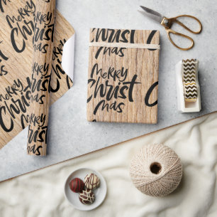 Country Wood Vrolijk Kerstfeest Christelijk Religi Cadeaupapier