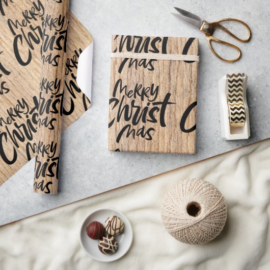 Country Wood Vrolijk Kerstfeest Christelijk Religi Cadeaupapier (Crafts)