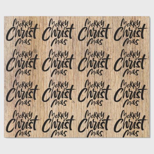 Country Wood Vrolijk Kerstfeest Christelijk Religi Cadeaupapier (Vlak)