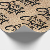 Country Wood Vrolijk Kerstfeest Christelijk Religi Cadeaupapier (Hoek)