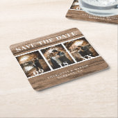 Country Wood Weduwfoto Save the Date Kartonnen Onderzetters (Schuin)