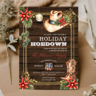 Country Wood Westerne Kerstvakantie Hoedown Kaart