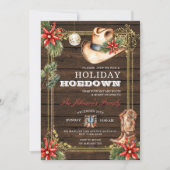 Country Wood Westerne Kerstvakantie Hoedown Kaart (Voorkant)