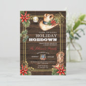 Country Wood Westerne Kerstvakantie Hoedown Kaart (Staand voorkant)