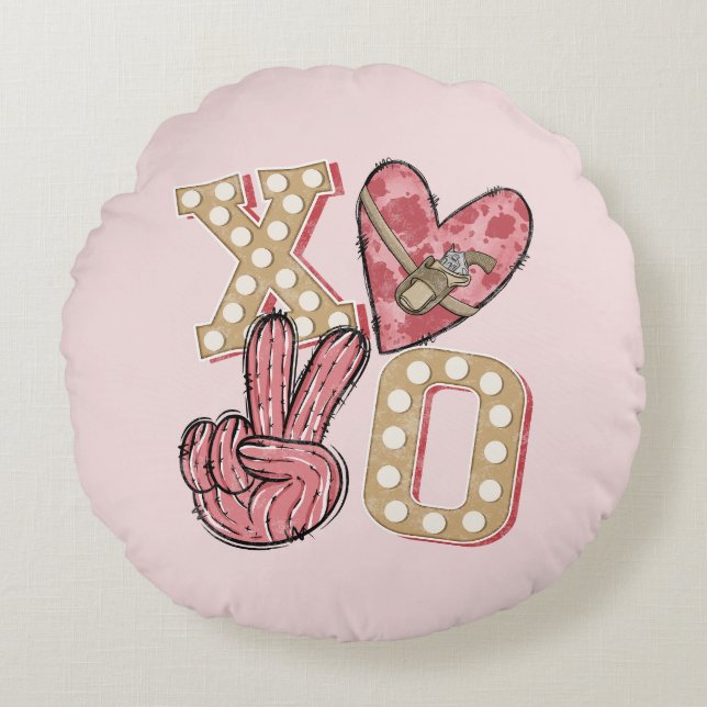 Country XOXO - Wild West Love Rond Kussen (Voorkant)
