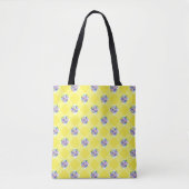 Country Yellow Gingham met paarse bloemen Tote Bag (Voorkant)
