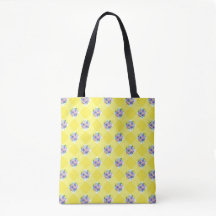 Country Yellow Gingham met paarse bloemen